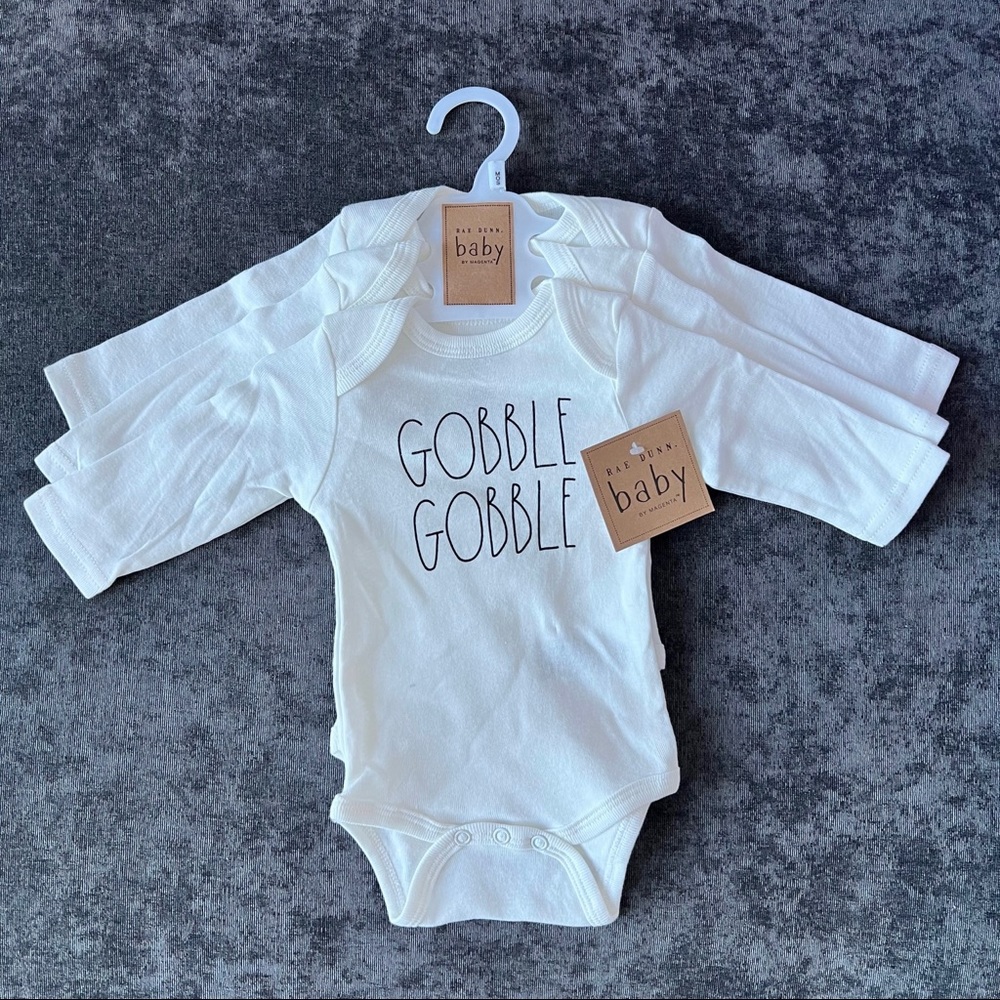 NWT Rae Dunn Fall Long Sleeve Onesies 3-Pack